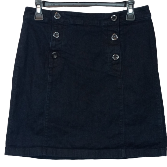 LOFT Dresses & Skirts - Loft dark wash denim deep blue/black mini skirt size 8 petite